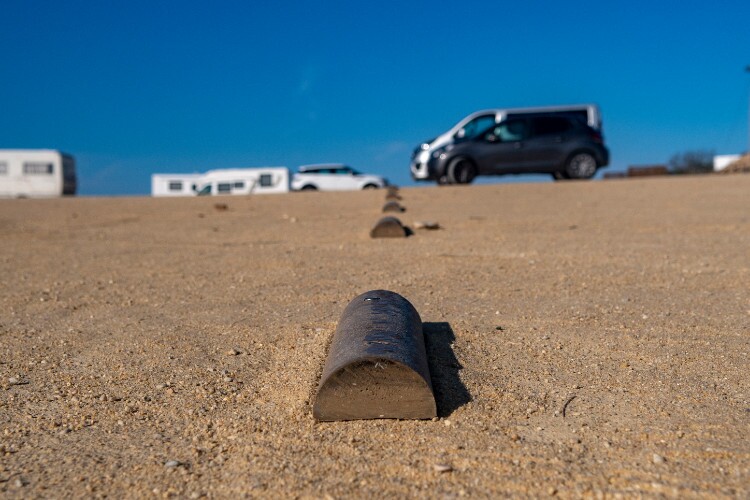Pormenor do alinhamento do estacionamento