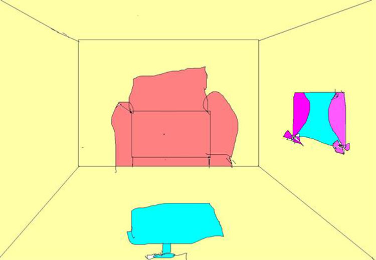 Trabalho: O meu lugar preferido.. A sala. | Tema: O meu sítio favorito (Pré-escolar) | Artista: A...