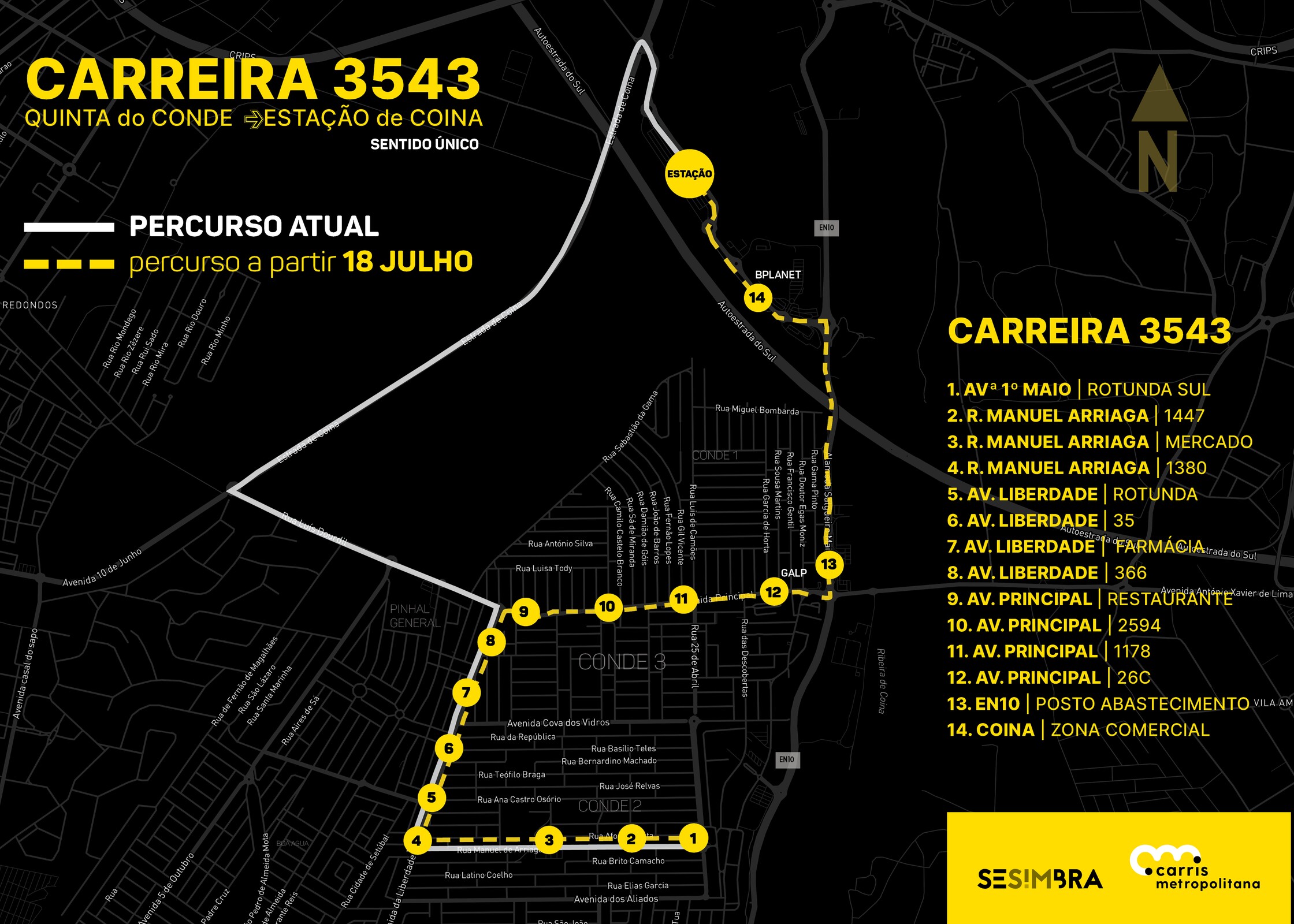 Mapa do novo percurso da carreira 3543